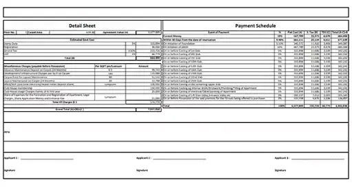 Purva Vajarahalli Costing Plan