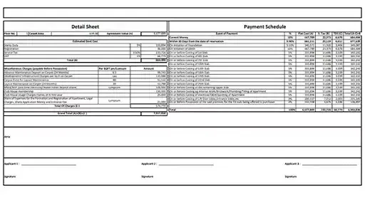 Purva Vajarahalli Costing Plan